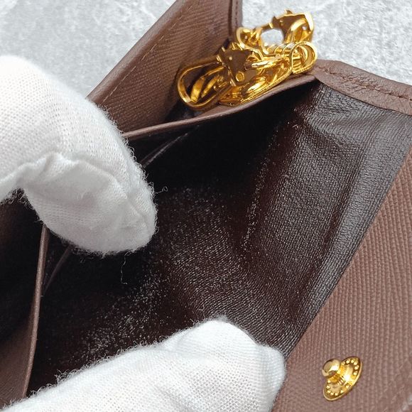 4NWOT Burberry Plaid 4 Leather Canvas Gold Ring Compact Small Sz Key Case Pouch - Picture 9 of 10